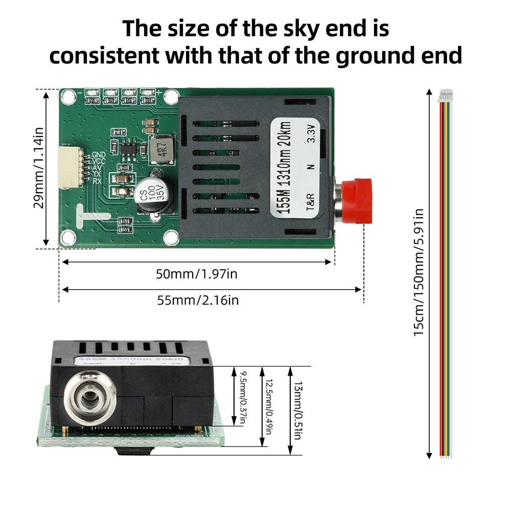 TTL-Glasfaser-Transceiver-Modul, leicht, Dual-Wellenlänge, FC-Schnittstelle für Drohnen-Fernsteuerung FPV, leichtes Design – Detail 11