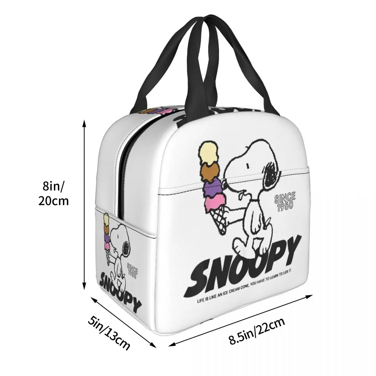 Snoopy Ice Cream Cone borsa termica per il pranzo borsa termica riutilizzabile Cartoon Portable Tote Lunch Box Food Bag Beach Picnic