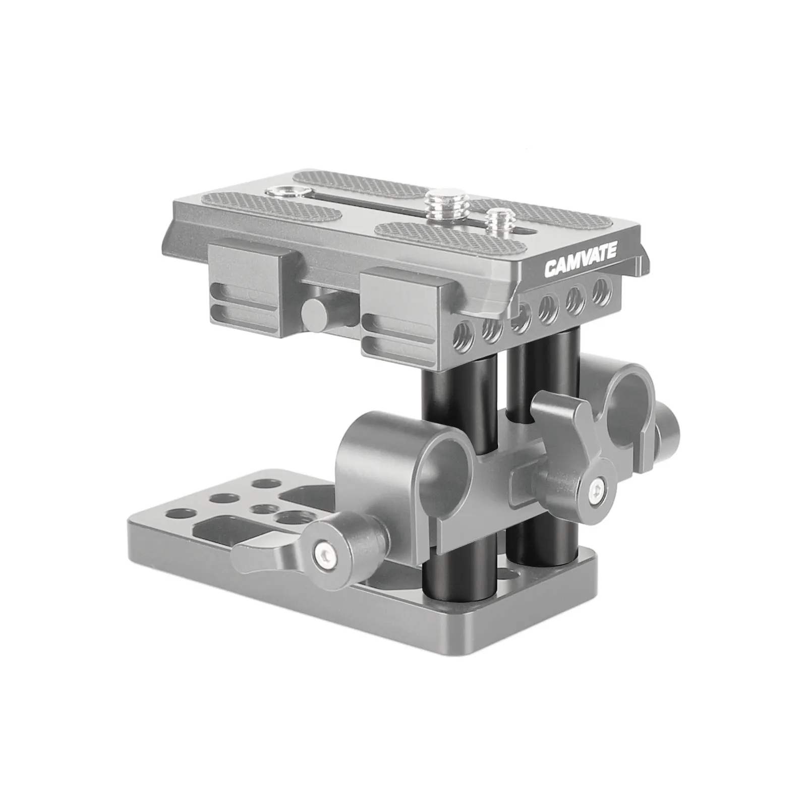 Camvate 2 "15mm micro haste de alumínio feito (vermelho & preto) com duplo-ended 1/4"-20 linhas femininas (2 peças)