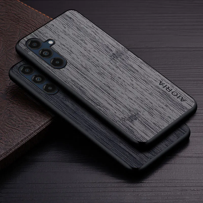 Case for Samsung Galaxy M35 M55 5G funda bamboo wood pattern Leather new phone cover Luxury coque for Samsung Galaxy M55 capa