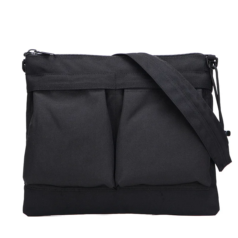 Japanese Style Shoulder bag men Minimalist retro messenger bag waterproof Oxford Square Double pocket Crossbody bags for men sac