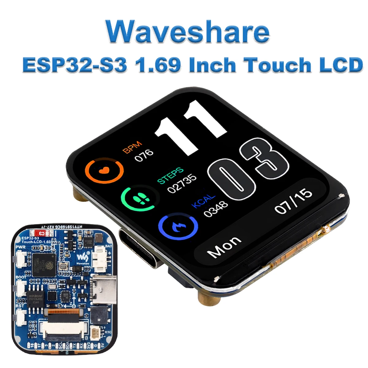 Waveshare ESP32-S3 1.69 Inch Touch LCD Development Board, Onboard Wi-Fi & Bluetooth-compatible, 6-Axis IMU Senso