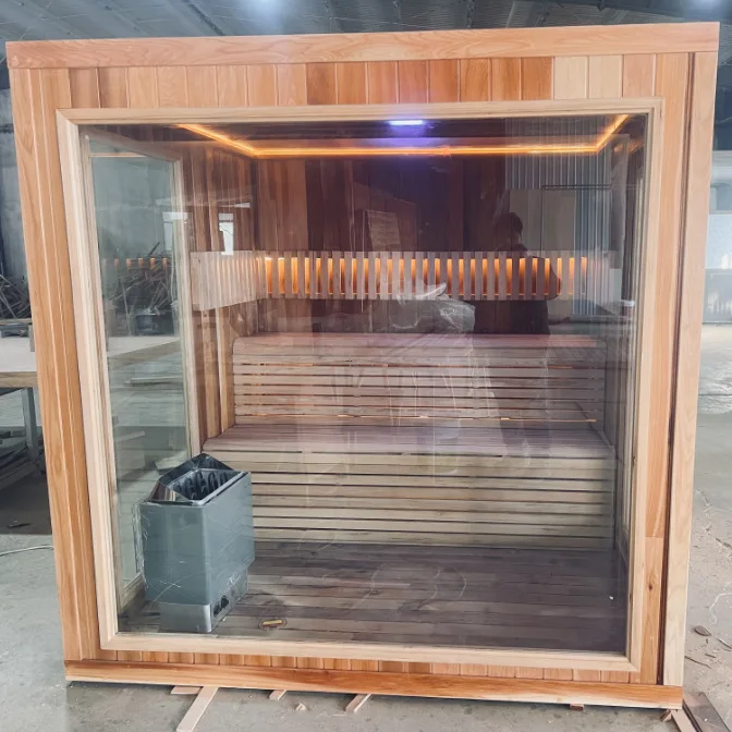 Customized wholesale solid wood outdoor sauna steam personal sauna room4 people