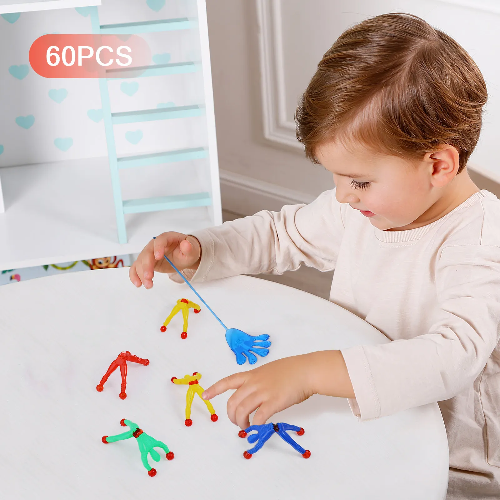 

60Pcs Sticky Stretchy Lizards Creative Kids Party Favors Elastic Wall Crawlers Stress Relief Gifts
