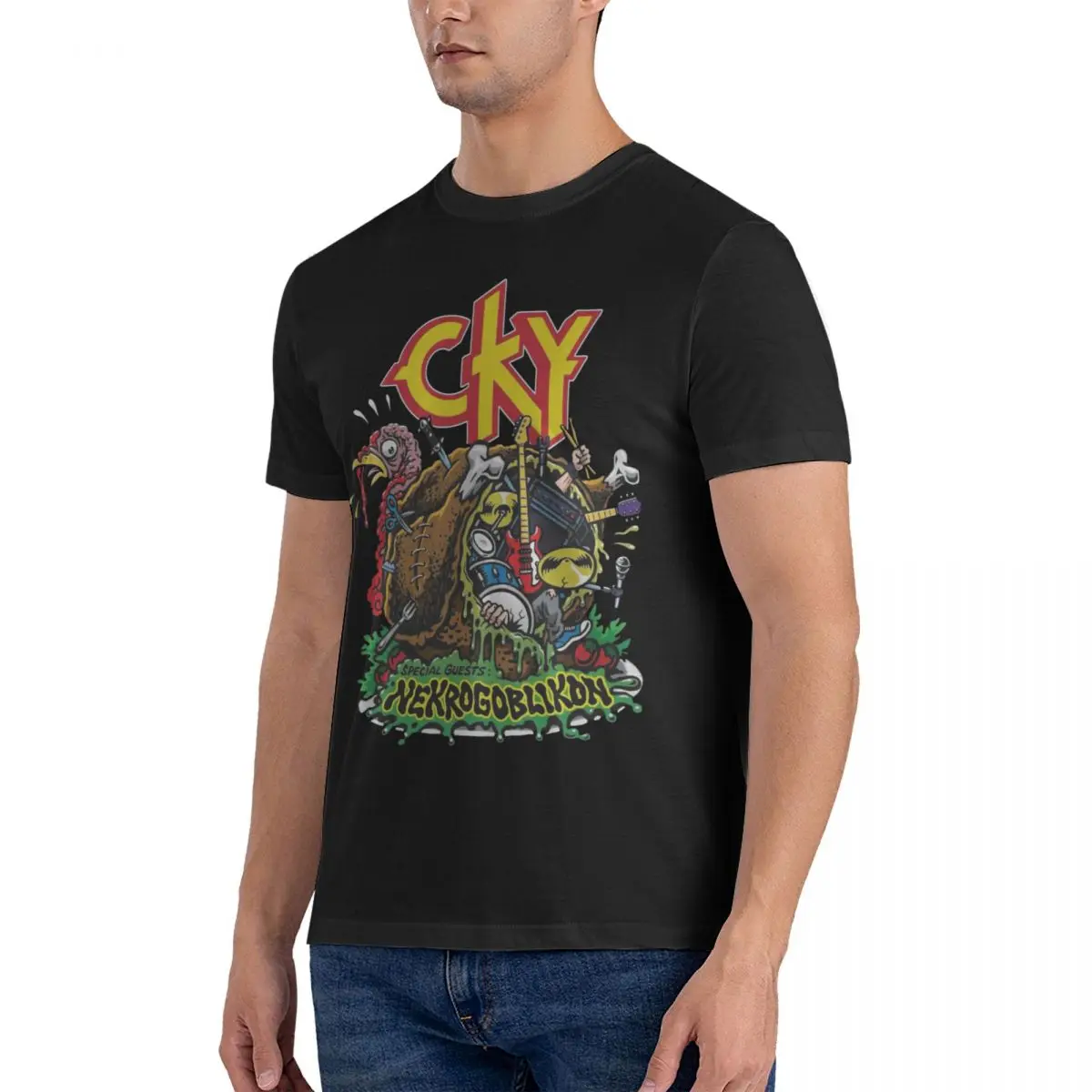 Guest Star CKY T-Shirt for Men Nekrogoblikon Fashion Pure Cotton Tee Shirt O Neck Short Sleeve T Shirt Printed Clothes