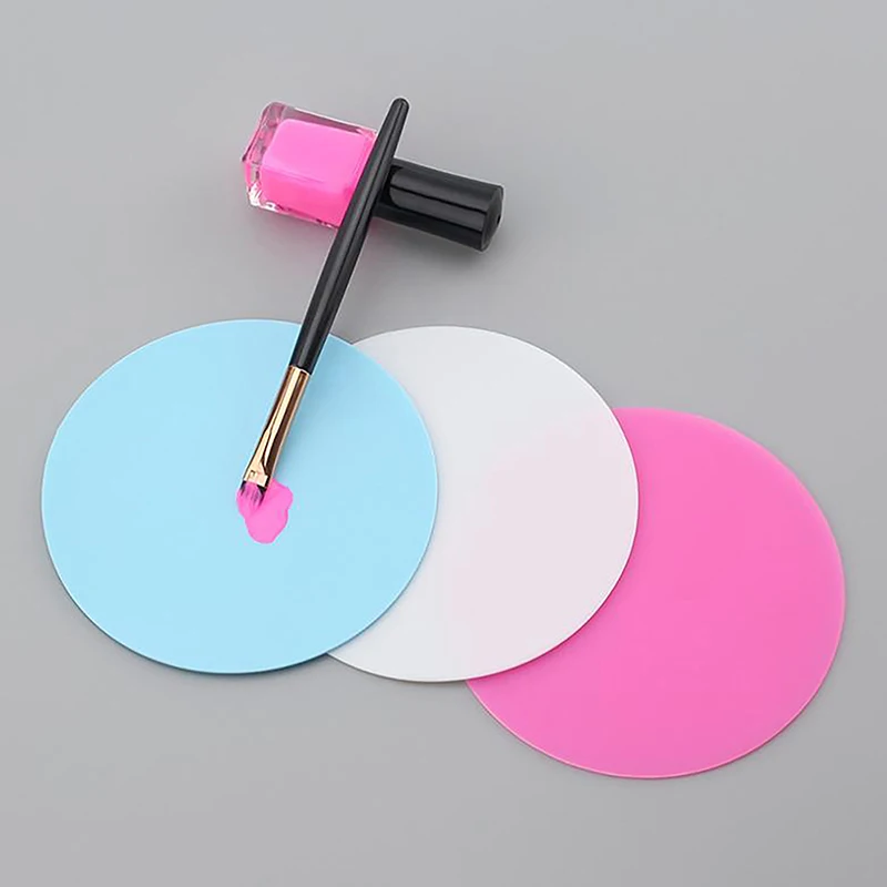 

6PCS Silicone Paint Palette Mat Round Foldable Washable Nail Art Pad DIY Manicure Nail Art Tools Painting Tools