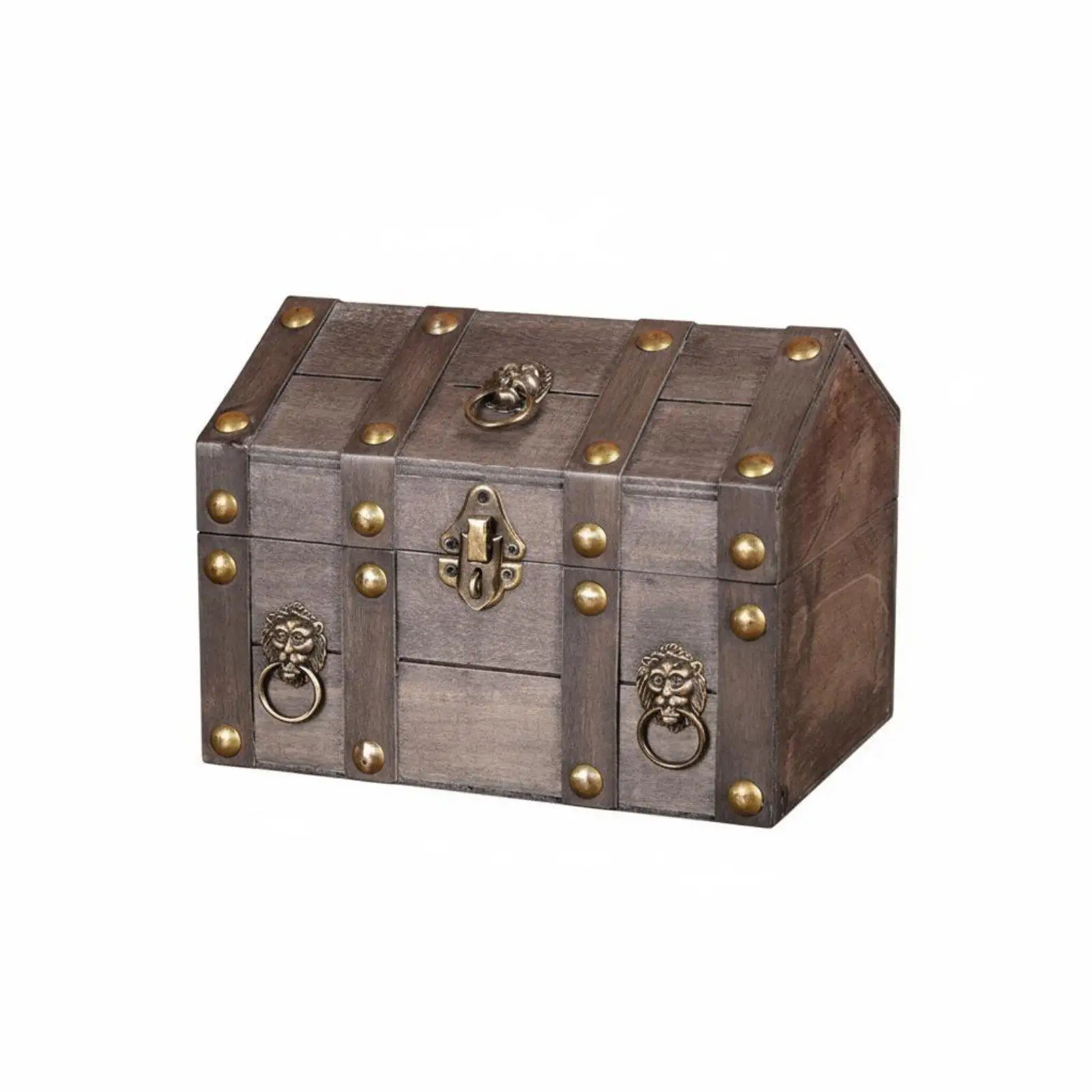 Vintage Wooden Storage Box Handcrafted Lockable Container Retro Jewelry Organizer for Necklace Ring Home Decoration