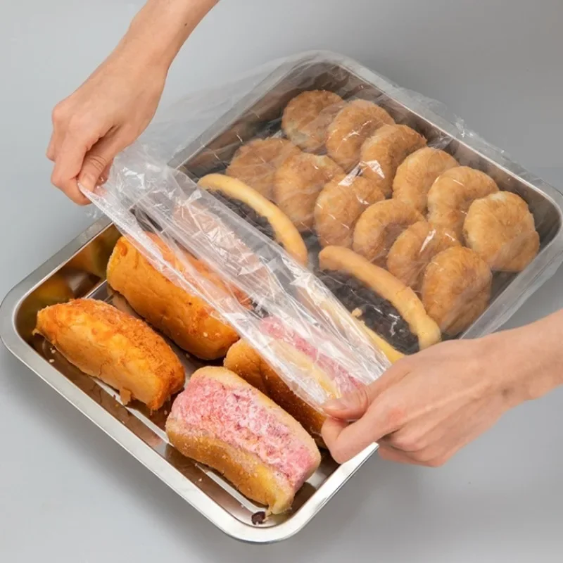 38/50/70/100/120cm Disposable Food Cover Saran Wrap Elastic Platic Bags Plus Fresh-keeping Cover Kitchen Storage Organization