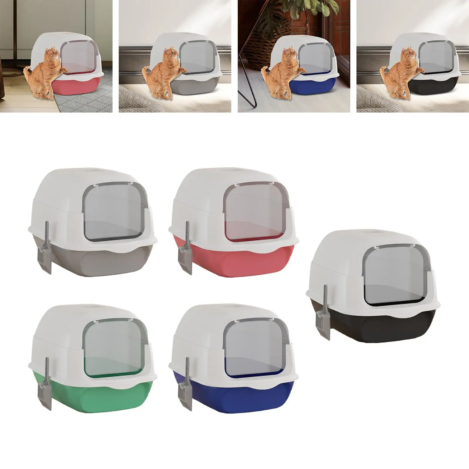 Fully Covered Cat Litter Box Pet Supplies Prevent Sand Leakage High Capacity Anti Splashing and Scoop Cat Deep Toilet