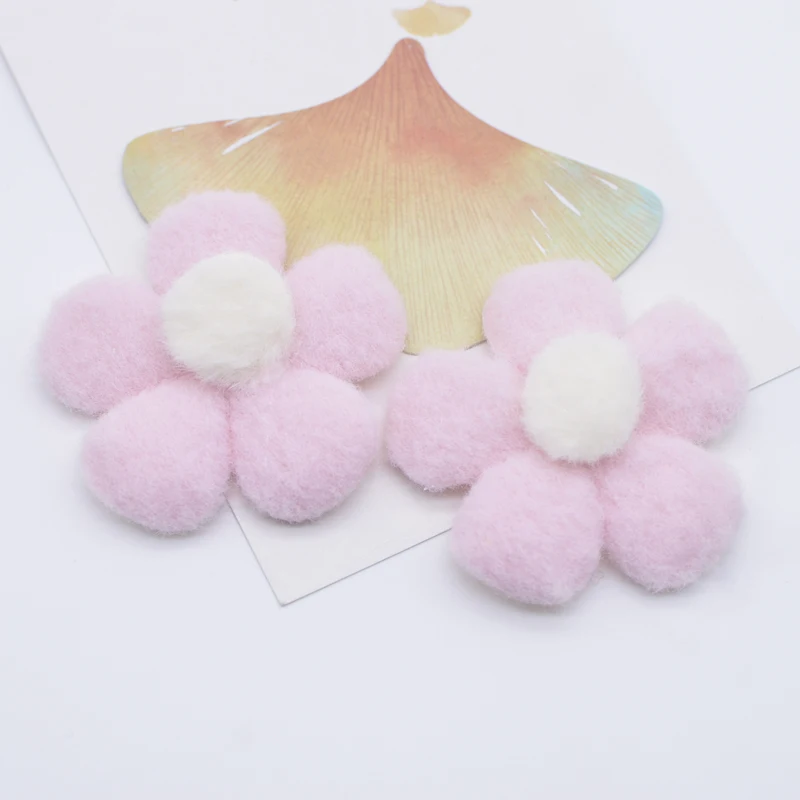 16 pz 55mm imbottito peluche fiore applique per copricapo fai da te fermagli per capelli fiocco decorazione accessori vestiti cappello scarpe toppe da cucire