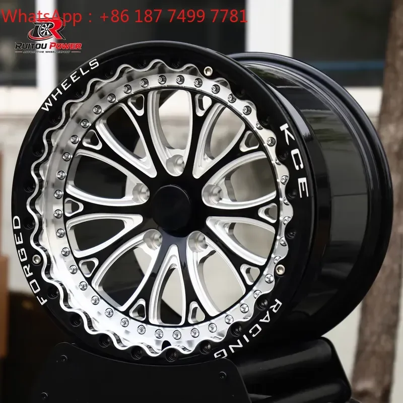 Custom Beadlock Drag Forged Wheels 15 17 18 Inch 15x10 17x10 5x112 5x114.3 5x115 Gloss Black Milled Multi Spoke Rims for