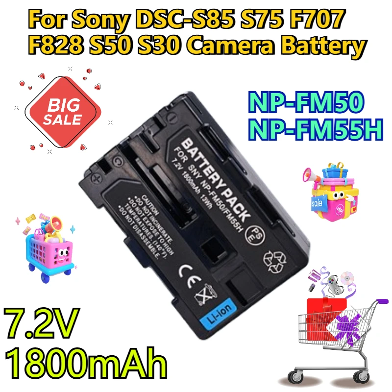 

7.2V 1800mAh NP-FM50/NP-FM55H for Sony DSC-S85 S75 F707 F828 S50 S30 Camera Battery