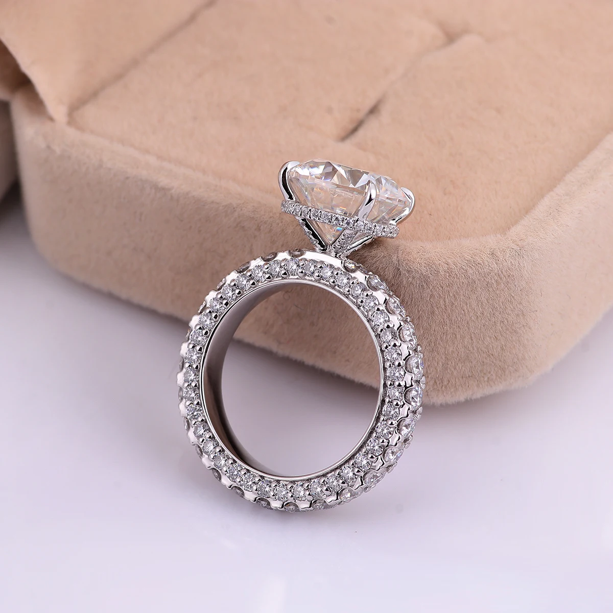 Provence 10K/14K/18K Moissanite Full Eternity Rings for Women D Color VVS Round Cut 4 CT Engagement Ring for Girlfriend with GRA