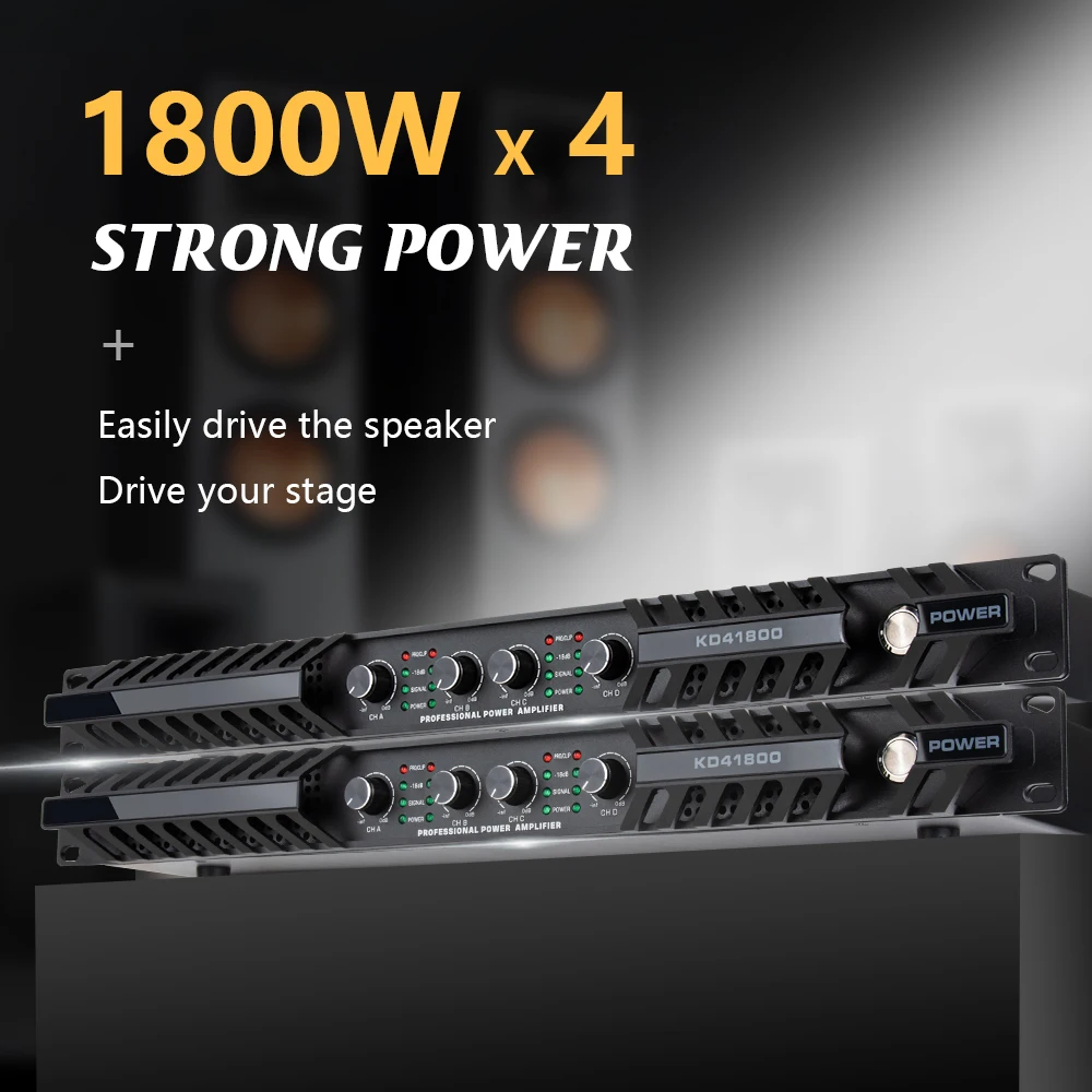 Professional audio digital power amplifier 4 channel Class D high power amplifier 1800W 1U size sound equipment