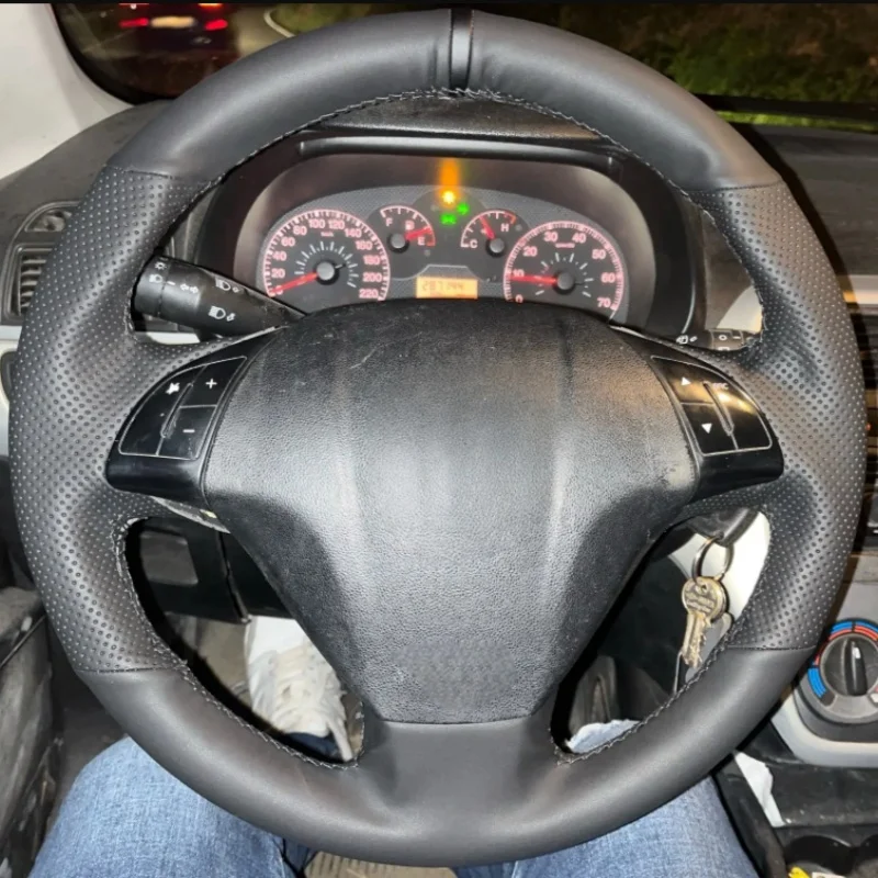 Housse de volant en cuir microfibre cousue main sur mesure pour Fiat Bravo, Opel Combo, Grande Punto, Linea, Qubo