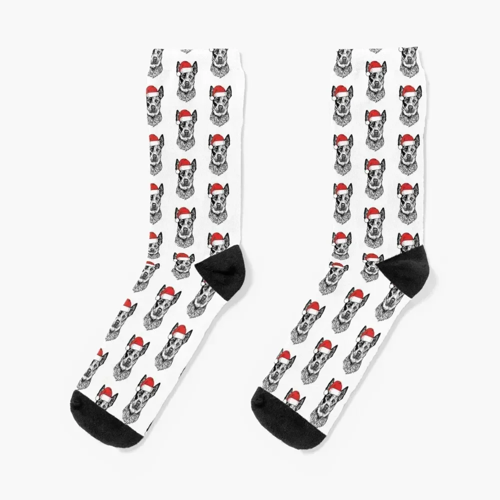 

Christmas Heeler Santa Dog Holiday Socks retro new in's christmass gift Running Socks Man Women's