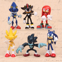 6 Style Hot Selling Sonics Film and Television PVC Character Toy Hedgehog Shadow Tail Figure Model Dolls Children Animal Toys