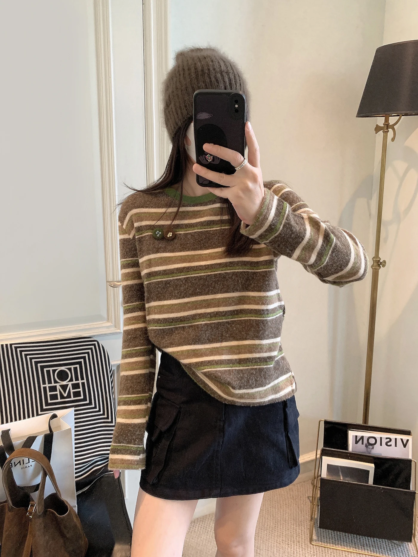 

Women's Thiened Long Sve Stripe Base irt Korean Sle Faionable Winter T-irt Breathable Cotton Underwear Top