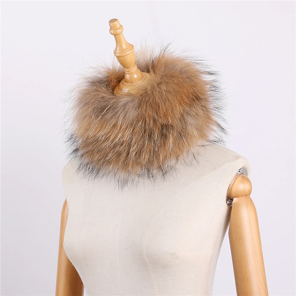 Luxury Women\'s Winter Real Raccoon Fur Scarf Knitted Warm Ring Scarves Elastic Ladies Fashion Neck Warmer Headband Wraps