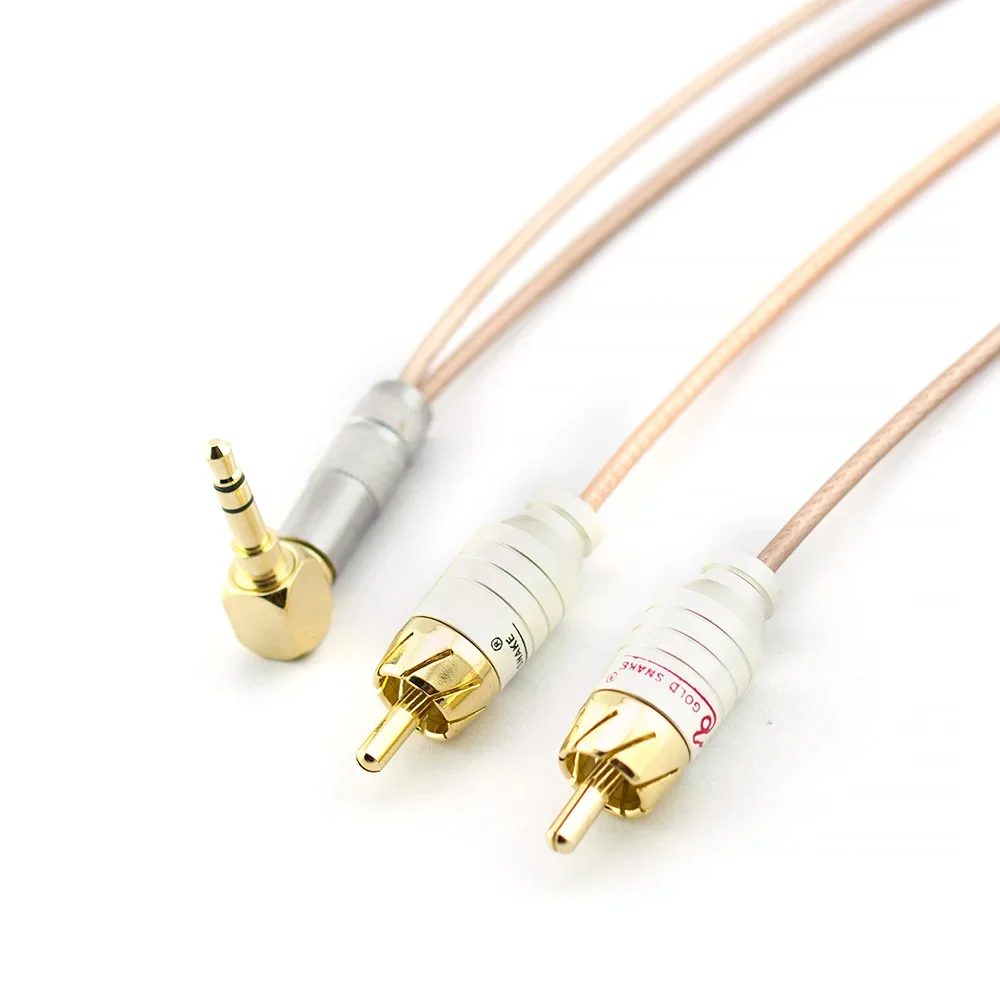 Hifi مطلي بالفضة 3.5 ملم كابل نحاسي مطلي بالفضة 3.5 واجهة مقبس ذكر إلى قابس ذكر مزدوج rca للهاتف المحمول إلى الكمبيوتر