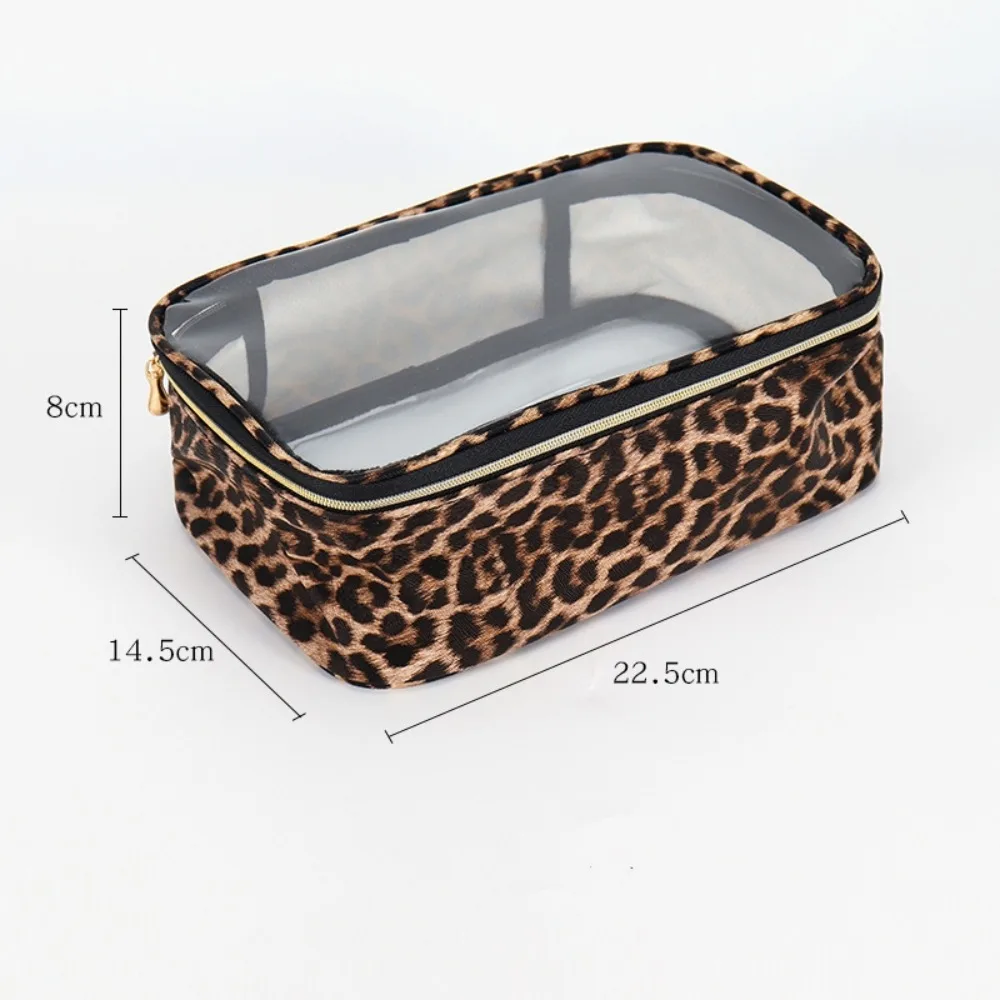 

Fashion Leopard Print Makeup Bag Waterproof Large Capacity Travel Cosmetic Bag with Zipper Transparent Storage Bag