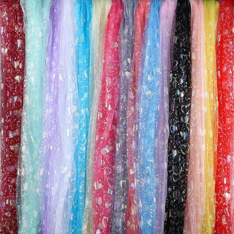 

INS Fantasy Peach Heart Mesh Fabric Flower Wrapping Dress Toy Headwear Handmade for Sewing Accessories