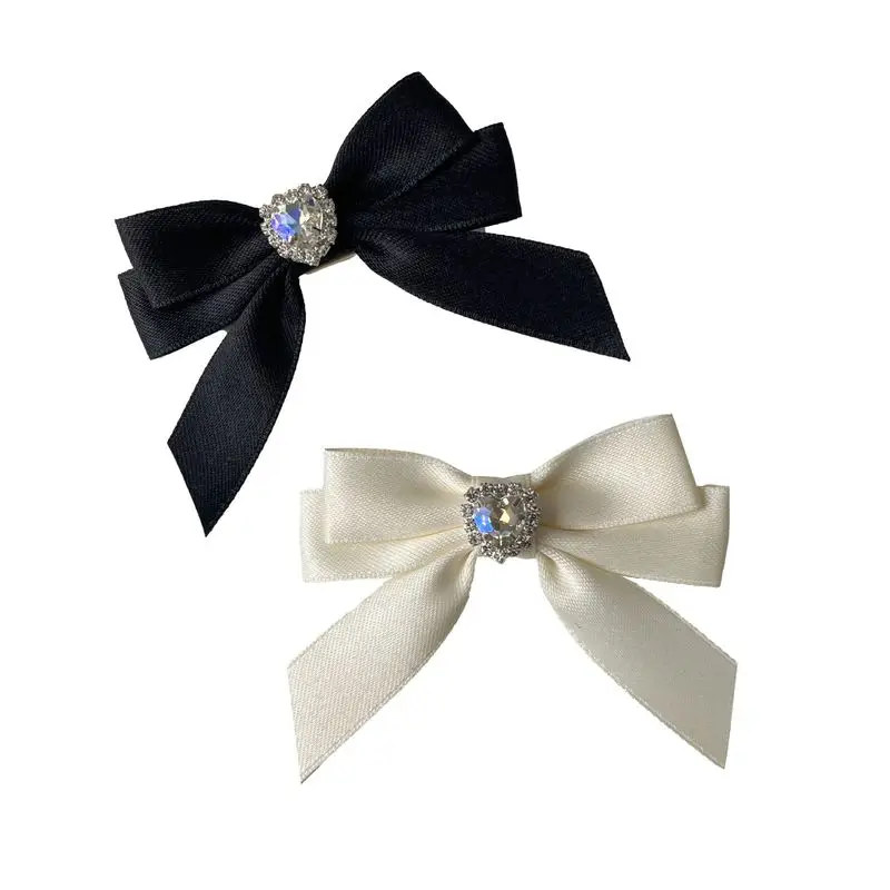 Pince à cheveux avec nœud en forme de cœur en strass, style ballet d'inspiration coréenne, accessoire élégant en épingle à cheveux pour queue de cheval, 1 pièce