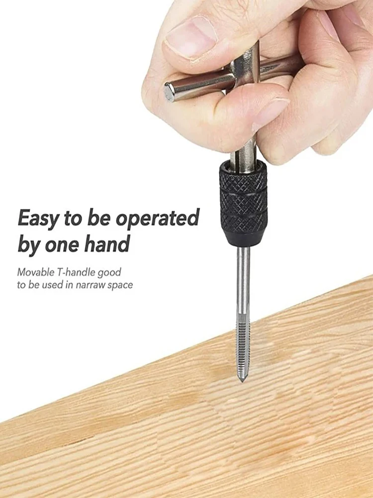 T-Handvat Moersleutel M3 M4 M5 M6 M8 Hand Tap Ruimer Draad Tikken Tool Set Verstelbare Machine Schroefdraad Tikken Boor - afbeelding 2