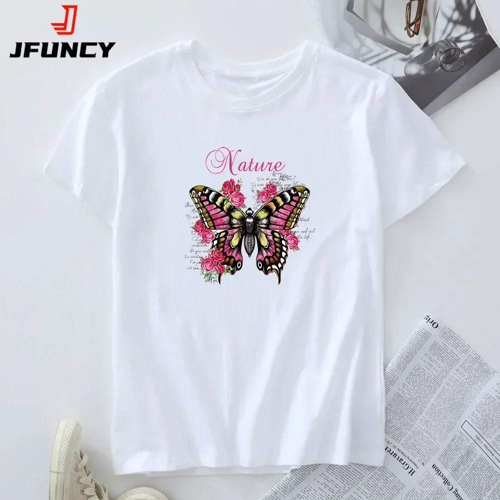 Plus Size Women's T-shirt 100% Cotton Woman Tshirt 2024 Women Short Sleeve Tee Fashion Graphic T Shirts Female Summer Tops