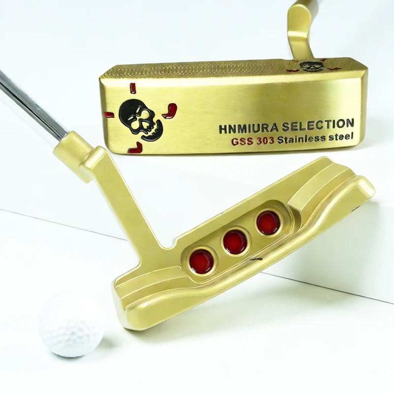 

Паттер для гольфа GS S303 из нержавеющей стали, золотой, унисекс, для правой руки, стабильное прицеливание, длина 33/34/35 дюймов