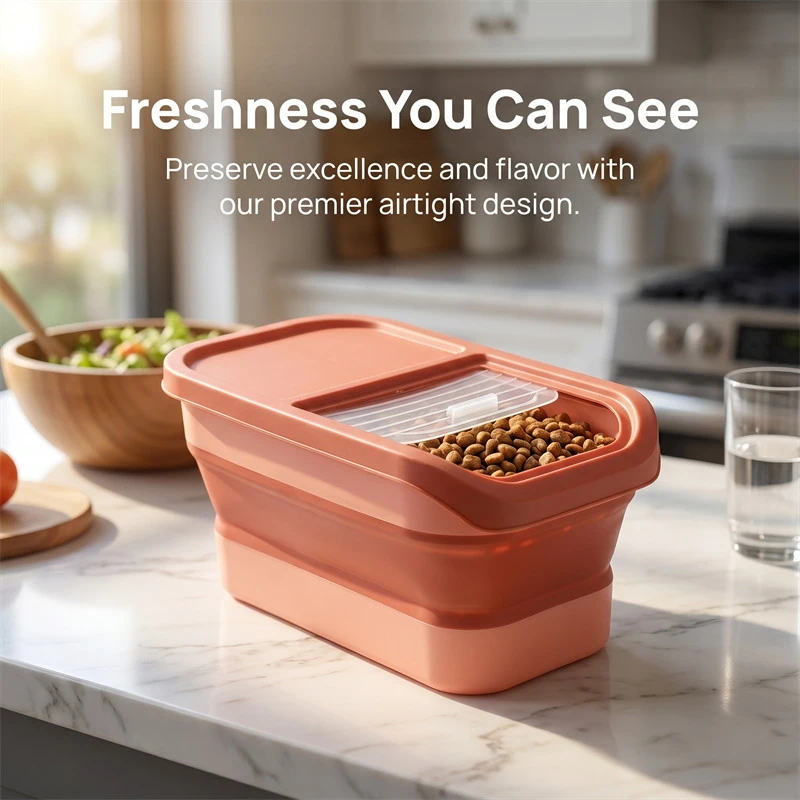 Container de Armazenamento de Ração para Gatos e Cães de 13LB, Caixa de Ração Seca com Tampas e Vedação Hermética, Caixas de Armazenamento de Grãos e Arroz para Cozinha