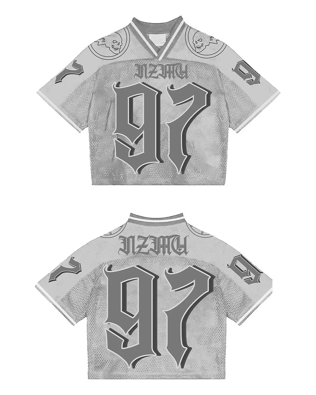 Y2K maglia da calcio americana alla moda americana splicing maglietta allentata traspirante casual Streetwear Unisex manica corta top