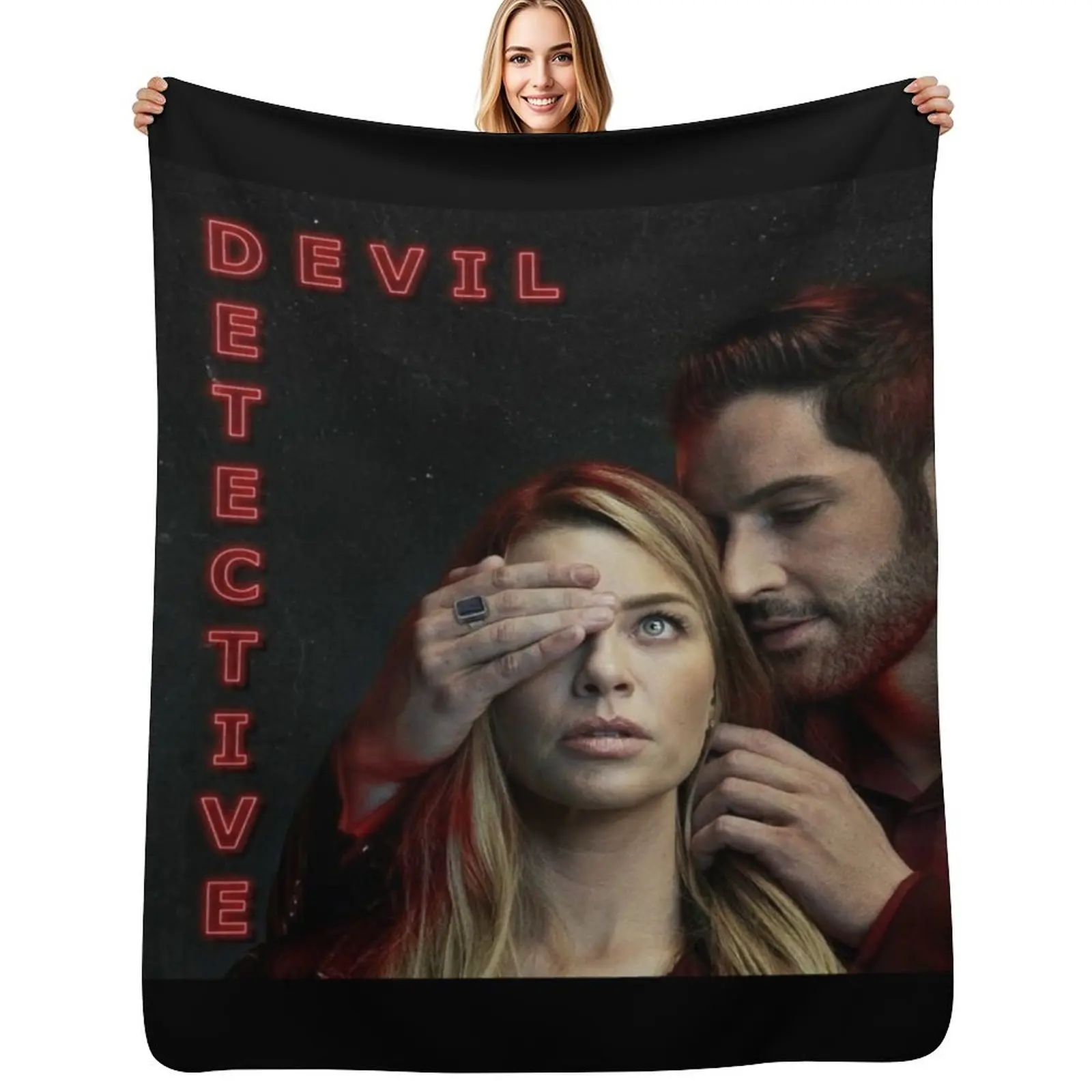 Devil-Detective / Lucifer-Chloe Throw Blanket Fuzzy Plush Throw Blanket for Sofa Chair