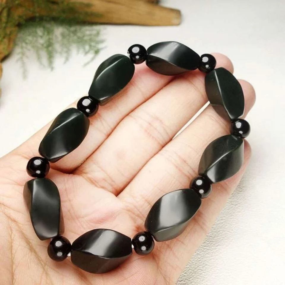

New Natural Hetian Qing-Jade Green-Jade Bracelet Jade Hand String Dragon Scale Hand String Handring Bangle Fine Jewellry