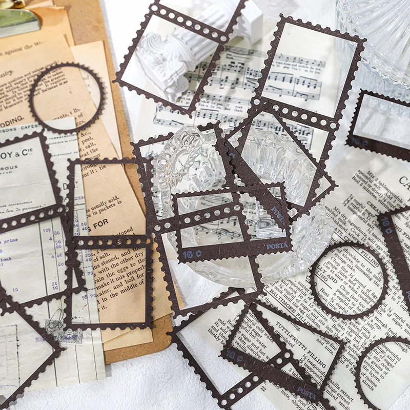 Yoofun 10pcs/lot Vintage Film Frame Material Paper Post Stamp Frame Collage Decor Junk Journal DIY Album Scrapbooking Paper