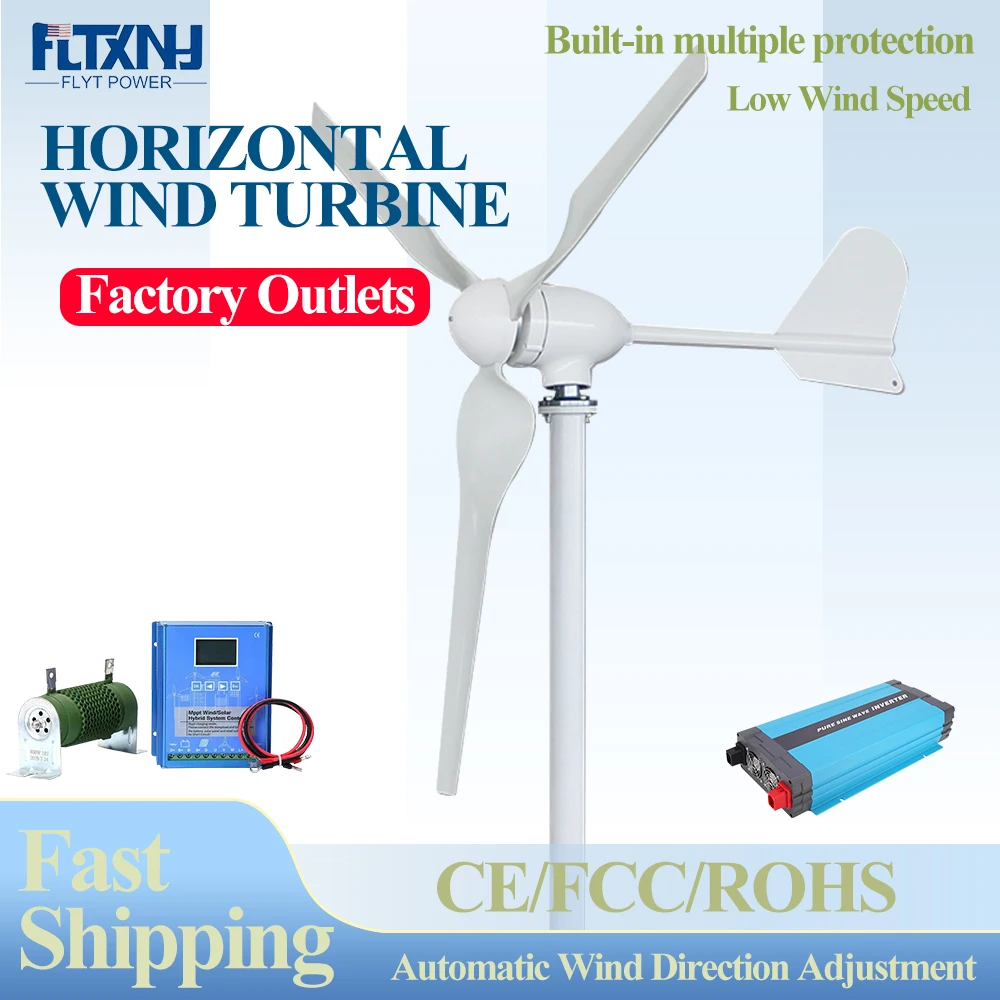 Wind Turbine Generator 10000W 5000W 8KW With MPPT Charge Controller Windmill Small Wind Generator Home Use System RV Yacht Farm