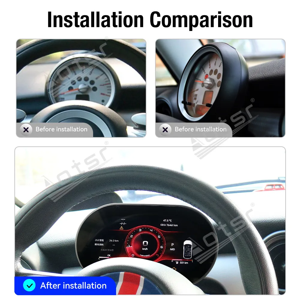 7 Inch Car LCD Digital Cluster For BMW MINI 2007-2014 Car Dashboard Virtual Cockpit Instrument Auto Speedmeter HD Screen Panel