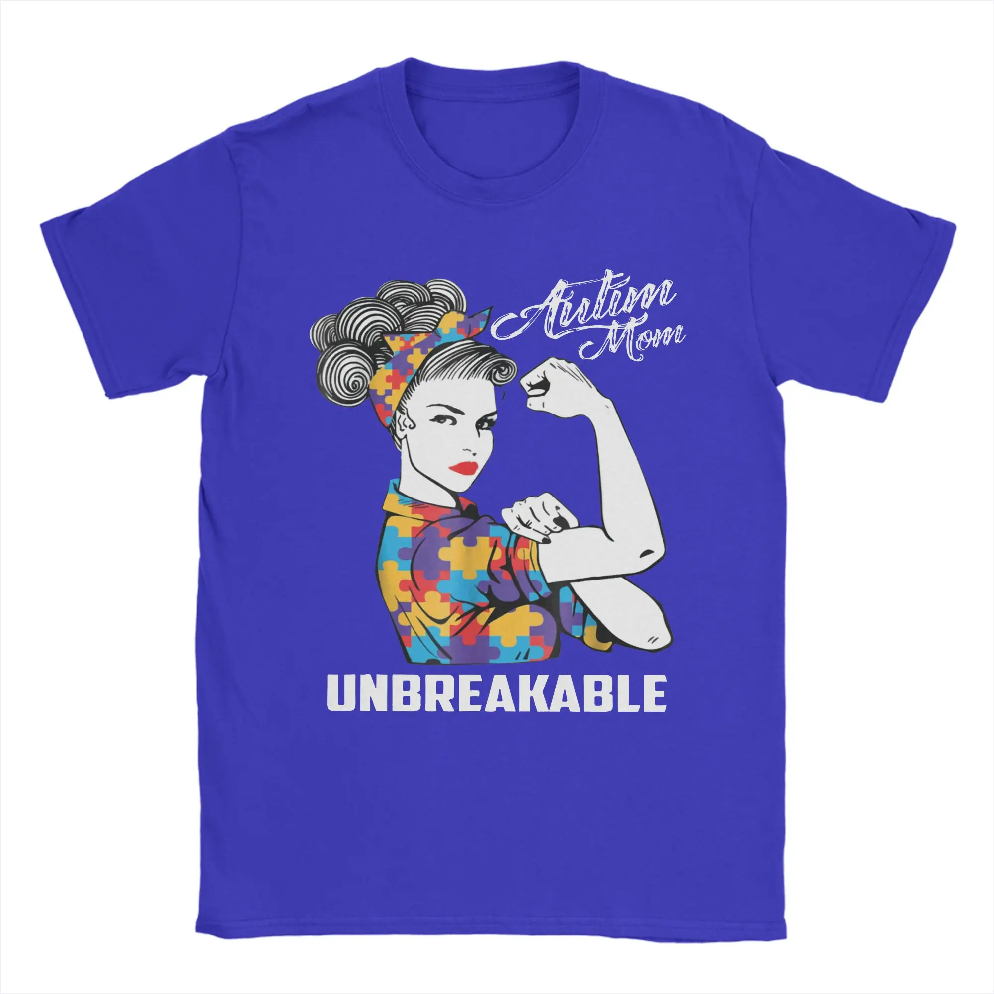Camiseta Inquebrável para Mães de Autistas, Dia Mundial de Conscientização sobre Autismo, Camiseta de Algodão Puro, Camisetas de Gola Redonda, Roupas 