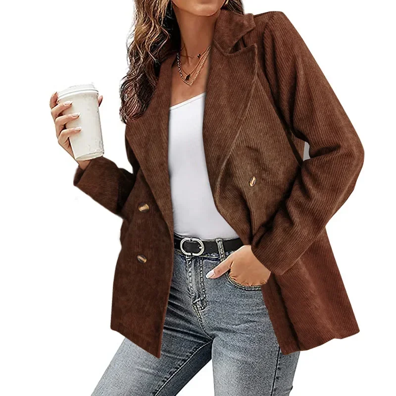 Sigutan Autumn Winter New Women Solid Color Button Down Shirt Corduroy Jacket Long Sleeve Female Coats Tops