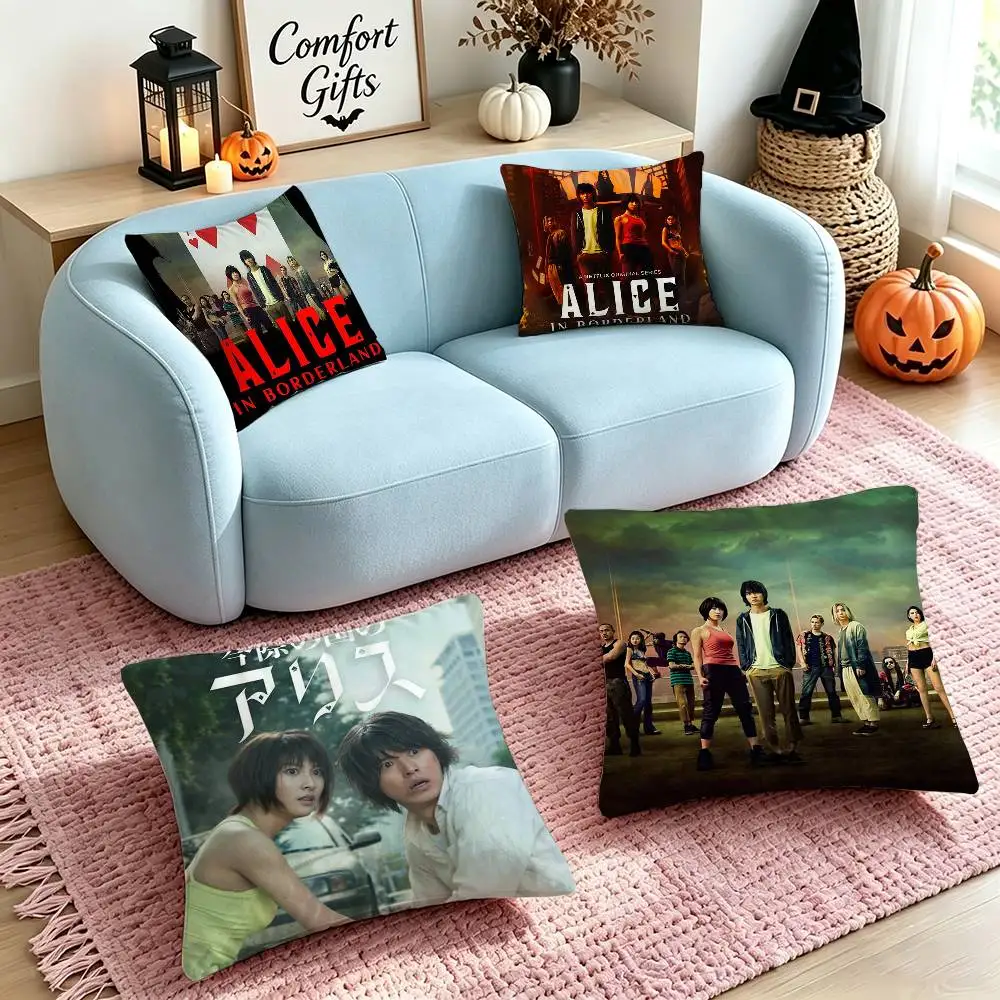 Hot TV Alice In Borderland  Pillow Case Square Double-Sided Sofa Cushion Cover Bedroom Bedside Pillow