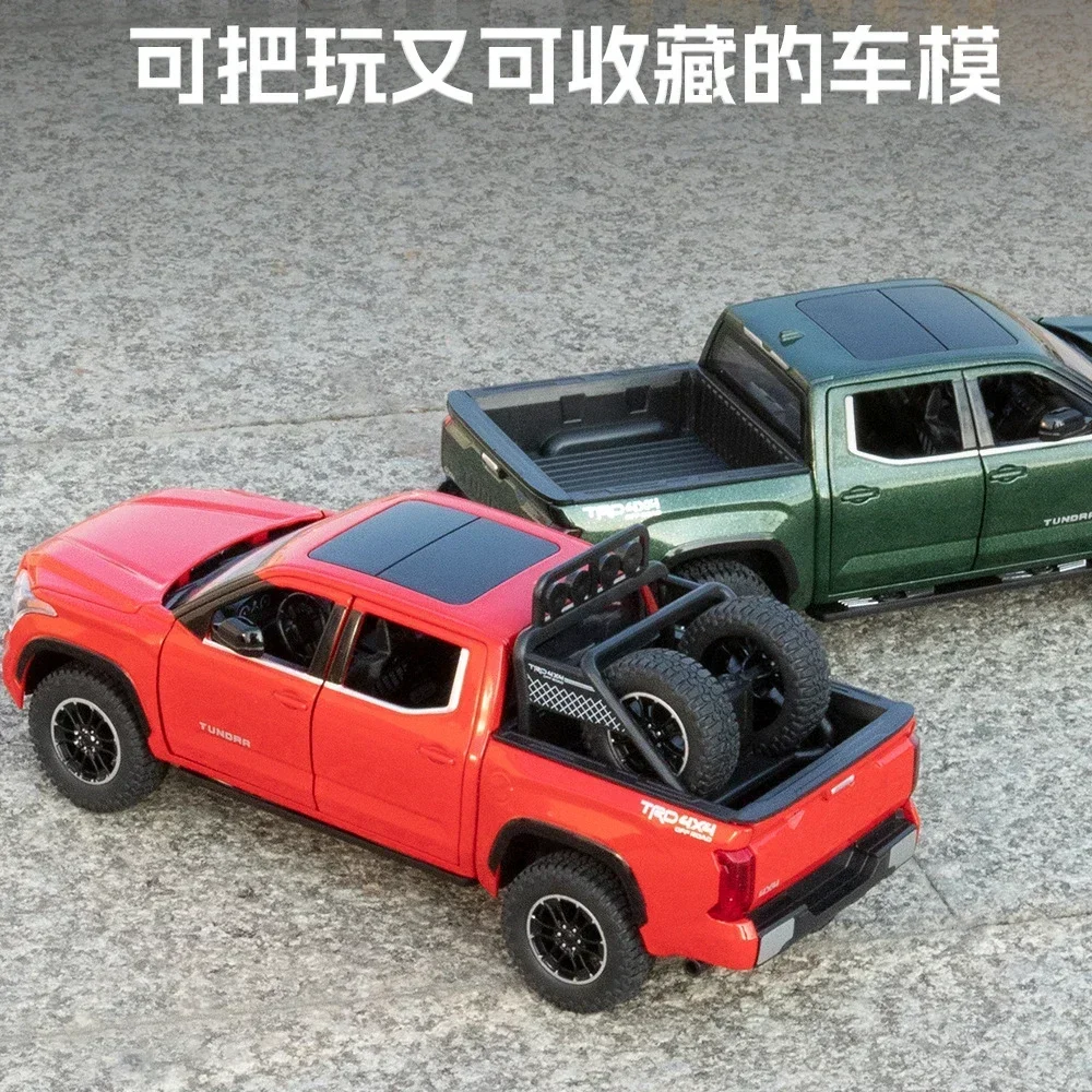 1:24 Toyota Tundra Pickup Off-road vehicle Diecast Metal Alloy Model car Sound Light Pull Back Collection Kids Toy Gifts A591