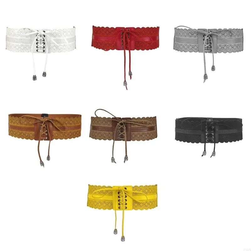 P88B Women Shirt Wide Waist Belt Vintage Elegant Elastic Rope Universal Waist Belt Women Dress Shirt Wide Waist Seal Corset