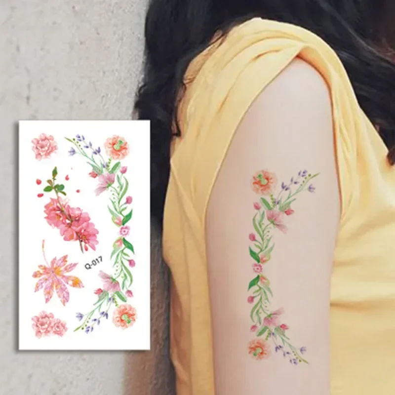 10pcs Temporary Tattoo Stickers Flowers Tattoo Colorful Body Art Waterproof for Kids and Women Randomly Send