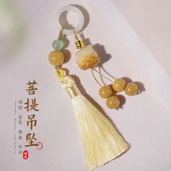 Antique Bodhi RunningRing Carving Tassel Accessories Literary Classical Carving Tara Lion Dance Creative DIY Pendant Accessories