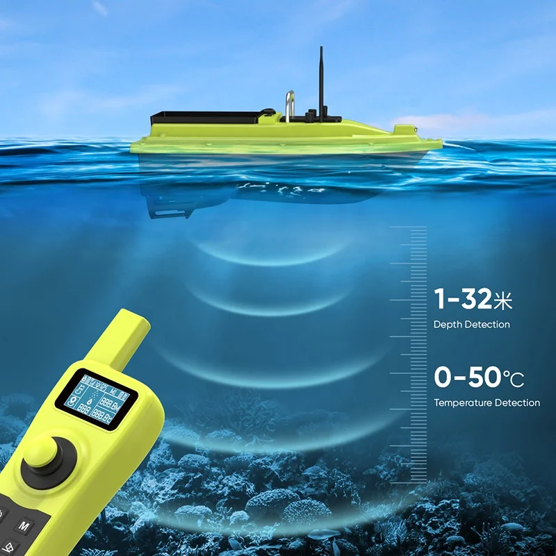 Multi-Function GPS Remote Control Fish Finder RC Fishing Bait Boat with Sonar Water Temperature Depth Sensors Precise Auto Mode