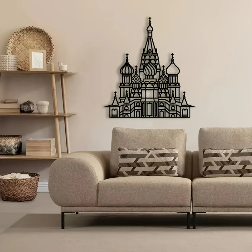 CIFBUY St Basil Cathedral Metal Sculpture Iron Wall Art Rust‑proof Hanging Plaque Home Moscow Church Decor