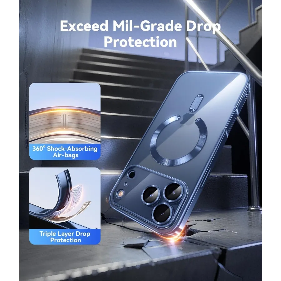 아이폰 17 프로 맥스용 반투명 보호 케이스, 풀 카메라 렌즈 보호 및 군사 등급 낙하 방지 기능 포함, 1X S 포함