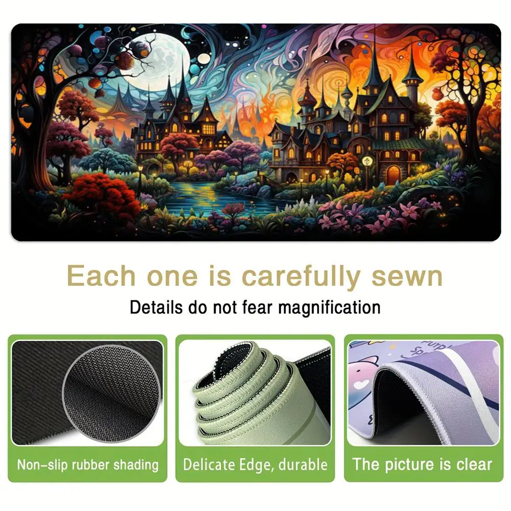 Fairy Tale Town Theme Forest Castle Mouse Pad Extra Large Tube Pads Anti-Slip Bottom Office Game Desktop MousePad