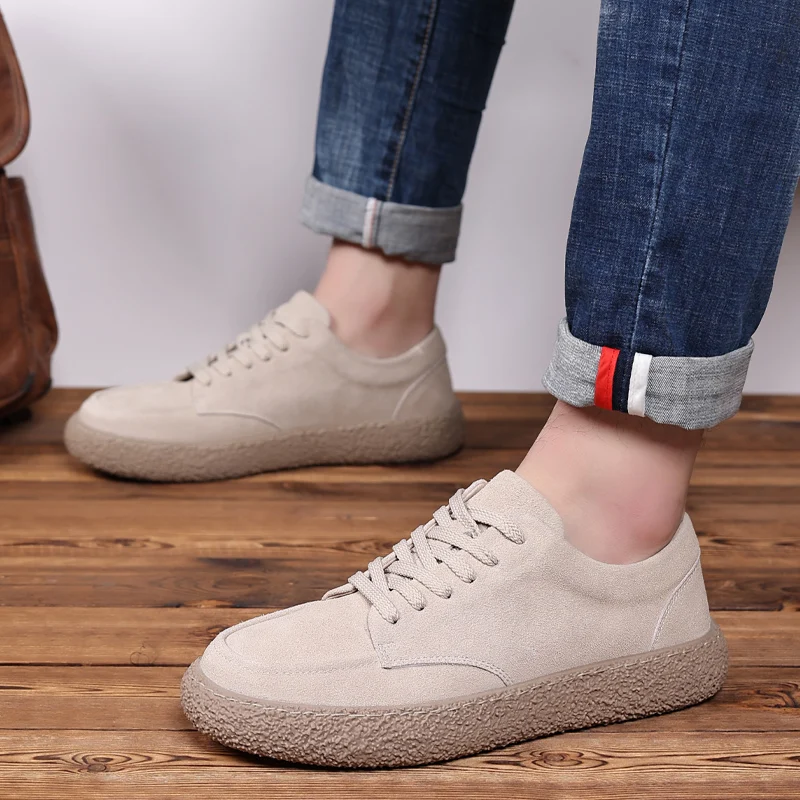 

2023 Fashion Trends Men Casual Shoes Leather Shoes Classic Mens Retro Anti-slip Wearable Sport Comfort Flat Soft Sole Male Shoes