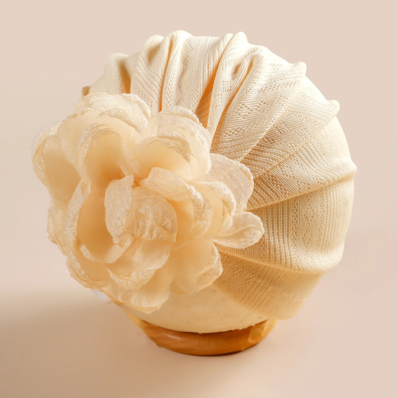 

Сетчатый тюрбан с цветком для новорожденных, шапочка для плода, эластичная бандана, повязка на голову, шапочка, однотонная индийская шапка для младенцев, мягкий хлопковый детский платок, капот